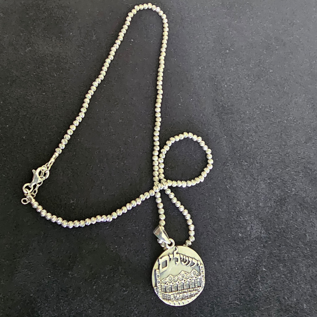 💎 Title: 925 Sterling Silver Jerusalem Pendant with Opal Stone 💙 | Double-Sided | Lumina