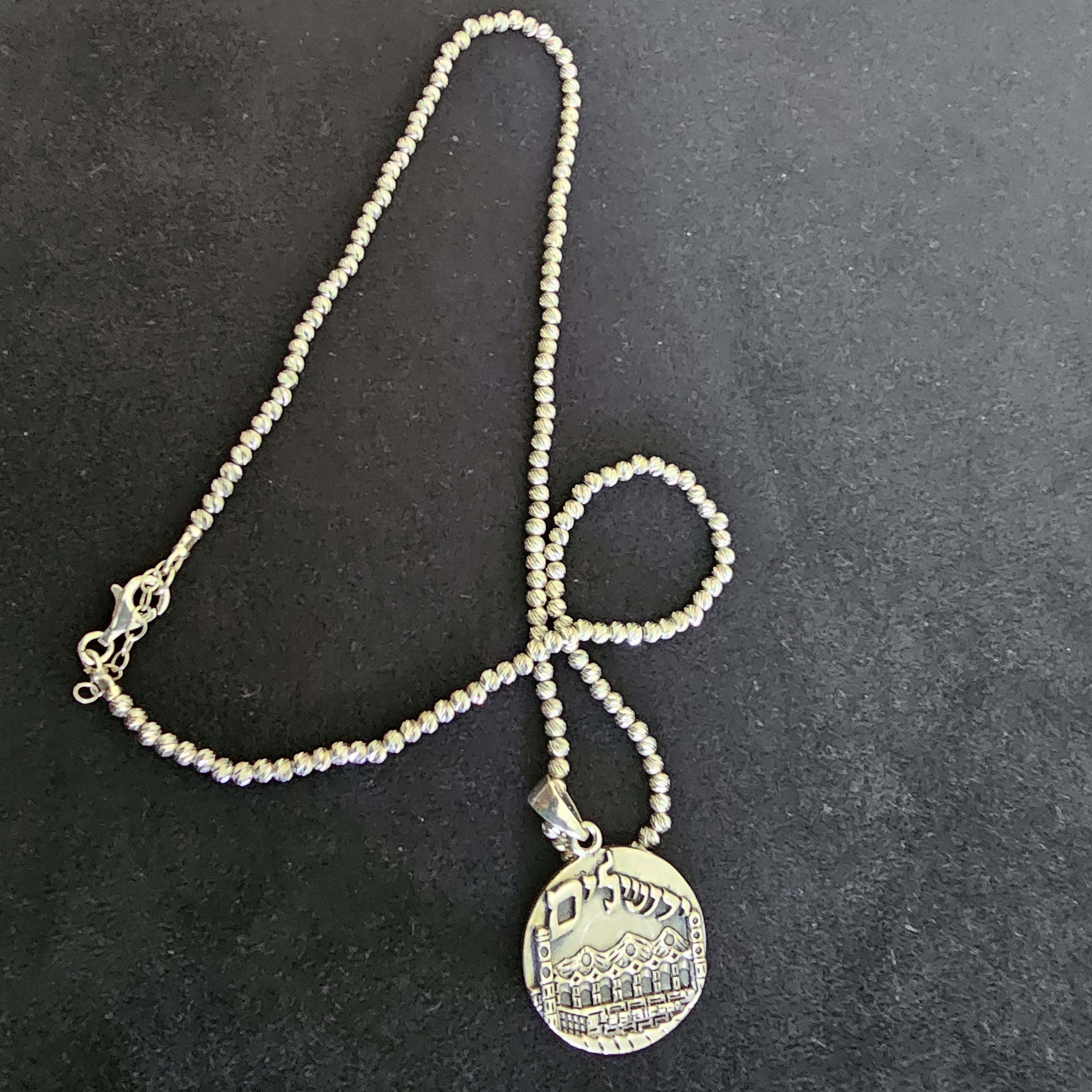 💎 Title: 925 Sterling Silver Jerusalem Pendant with Opal Stone 💙 | Double-Sided | Lumina