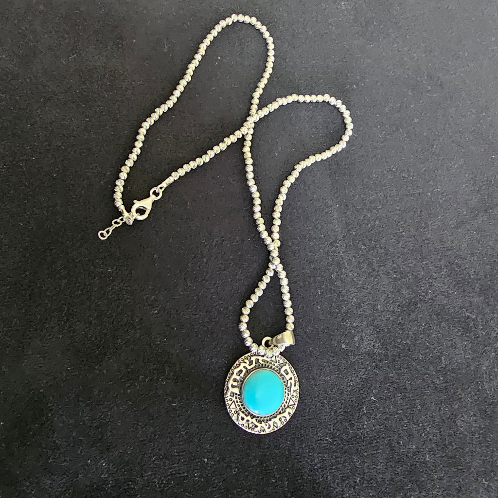 💎 Title: 925 Sterling Silver Jerusalem Pendant with Opal Stone 💙 | Double-Sided | Lumina