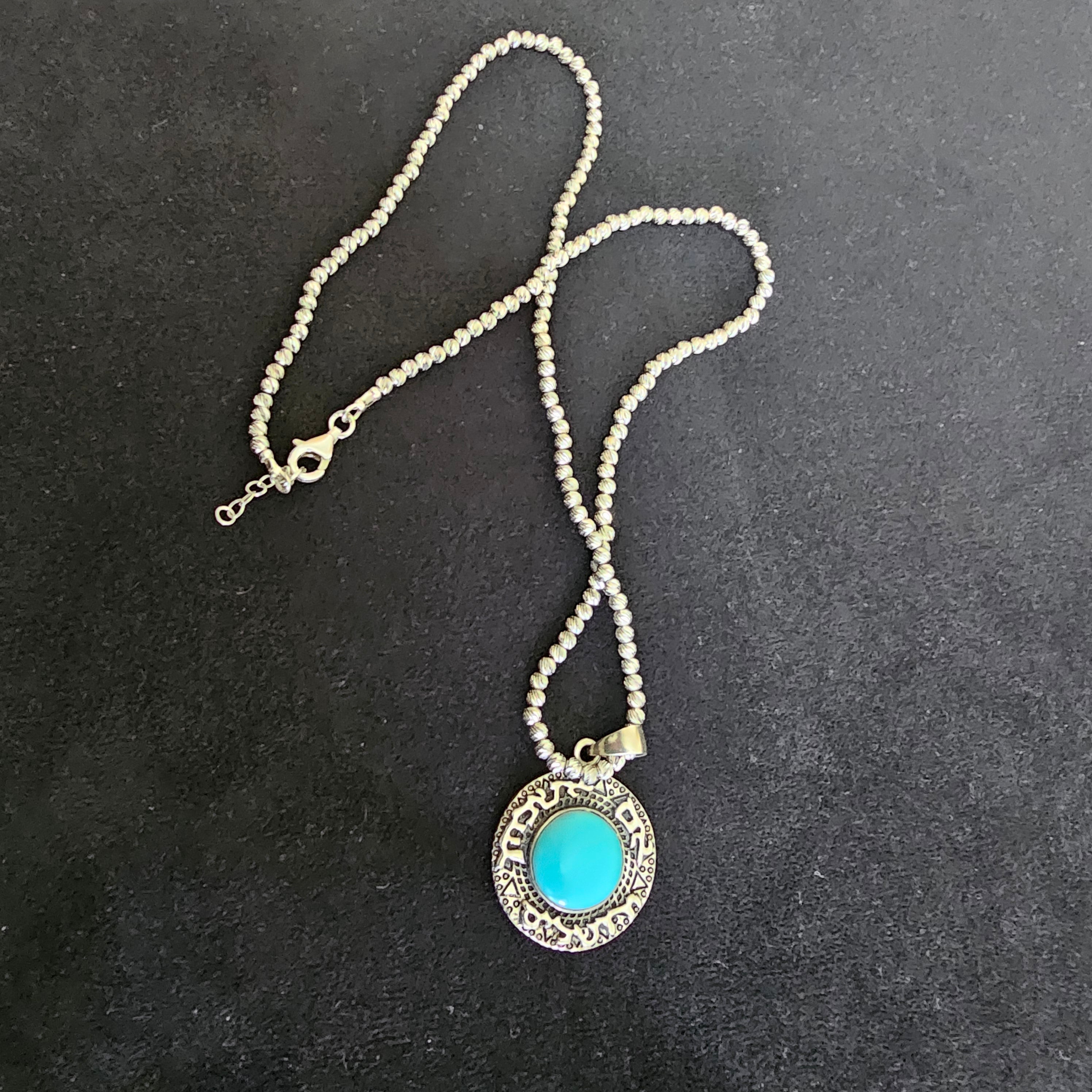 💎 Title: 925 Sterling Silver Jerusalem Pendant with Opal Stone 💙 | Double-Sided | Lumina