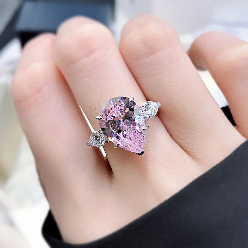 925 Sterling Silver Water Drop Ring – Premium Moissanite D VVS1