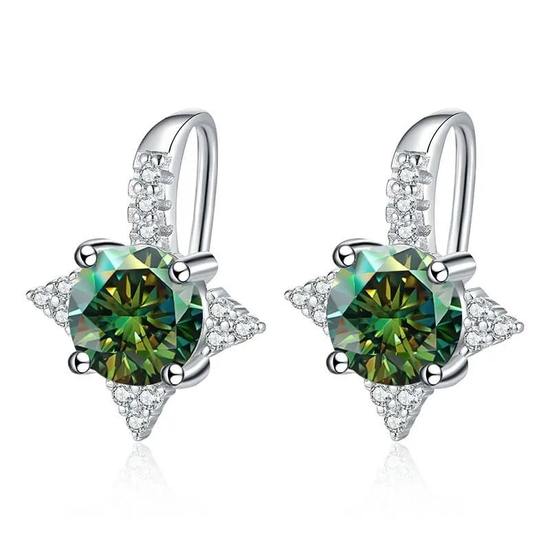 Luxury VVS1 D Color Moissanite Stud Earrings 925 Silver With GRA Certificate עגילי מוסנייט יוקרתיים VVS1 צבע D כסף 925 כולל תעודת GRA