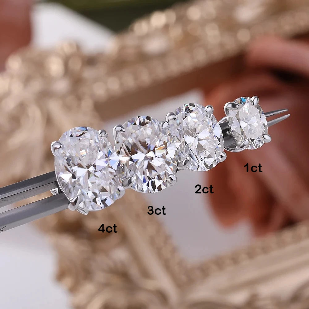 Luxury Moissanite Stud Earrings – Oval Cut VVS1 | 925 Sterling Silver | Lumina