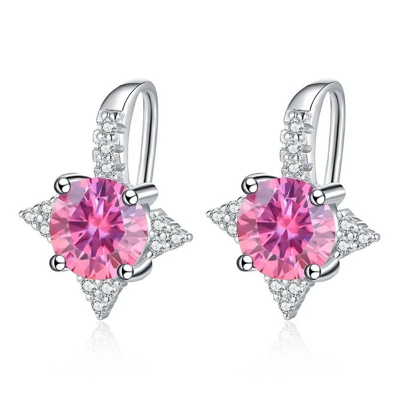 Luxury VVS1 D Color Moissanite Stud Earrings 925 Silver With GRA Certificate עגילי מוסנייט יוקרתיים VVS1 צבע D כסף 925 כולל תעודת GRA
