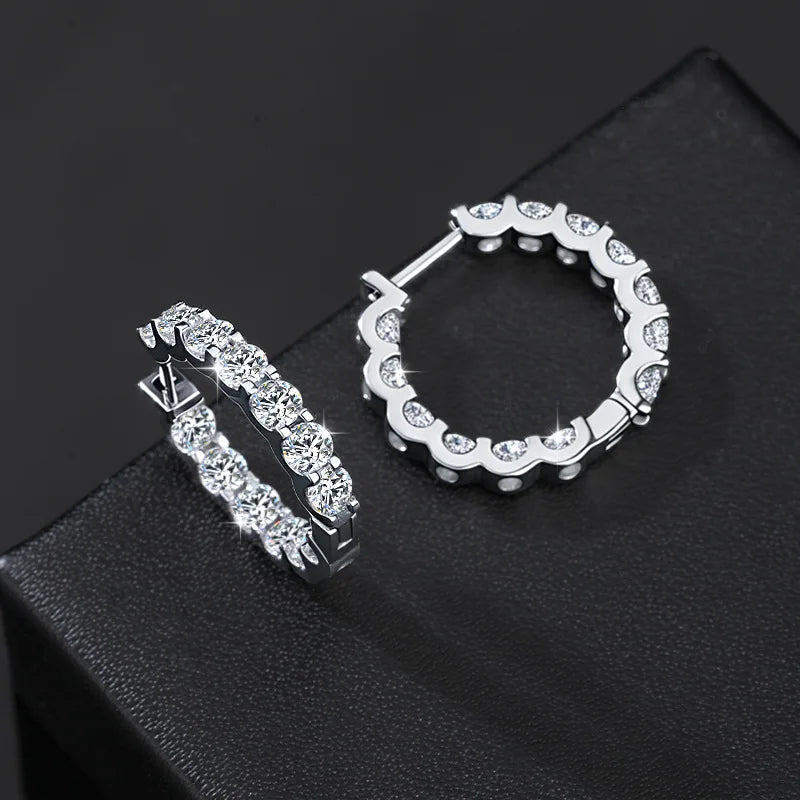 Moissanite Hoop Earrings – 925 Sterling Silver | Elegant Diamond-Like Shine