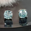 LUMINA Classic Light Blue Moissanite Stud Earrings – 925 Sterling Silver Elegant Design