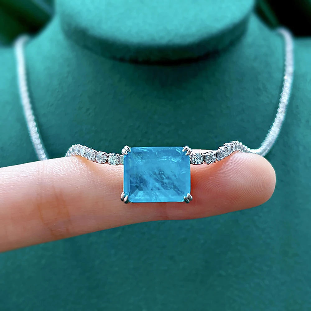 Moissanite & Emerald Necklace 925 Silver – 45cm | Lumina