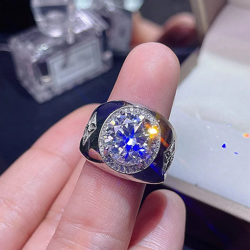 Luxury 5CT Moissanite Men Ring 925 Silver טבעת גברים יוקרתית מוסנייט 5 קראט כסף 925