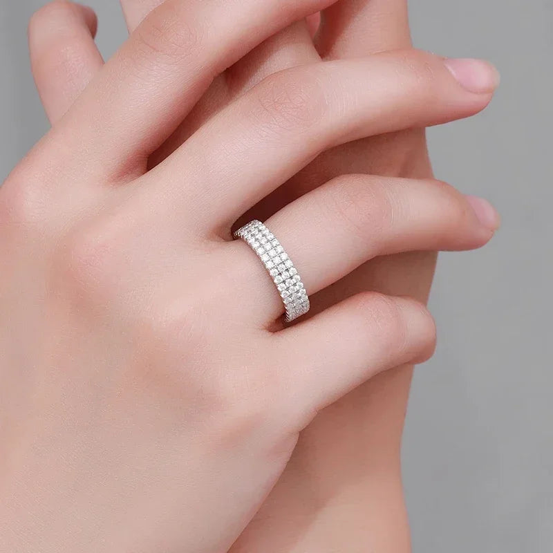 Lumina D Color Moissanite 1.5mm Row Ring – 925 Sterling Silver Luxury