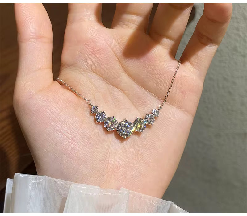 LUMINA Moissanite Pyramid Pendant Necklace – 925 Sterling Silver | Elegant Gift for Women