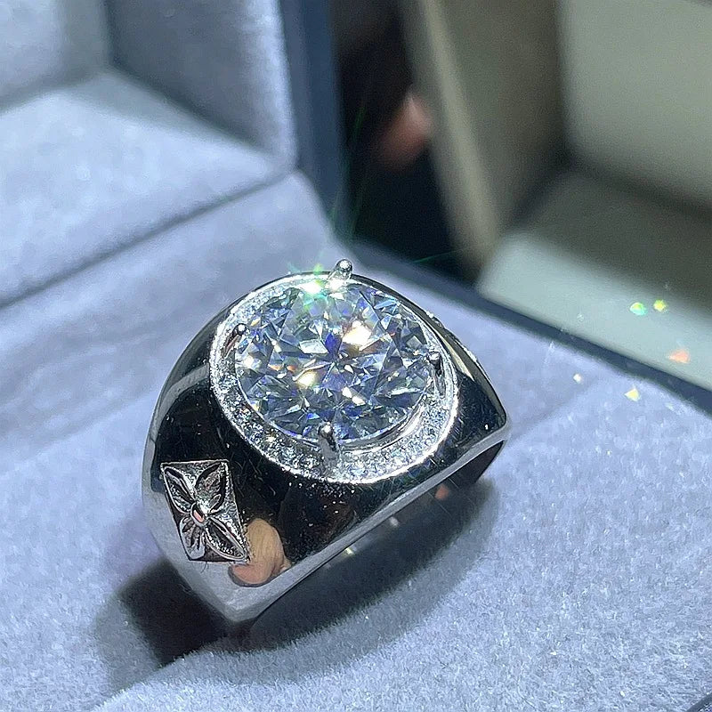 Luxury 5CT Moissanite Men Ring 925 Silver טבעת גברים יוקרתית מוסנייט 5 קראט כסף 925