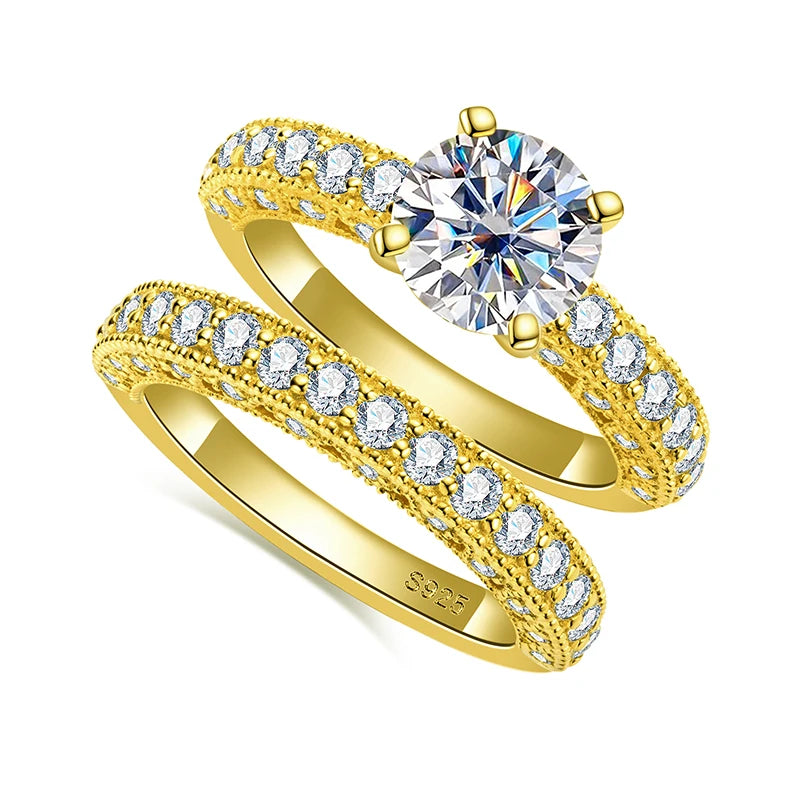 LUMINA Luxury Moissanite Ring Set – 925 Sterling Silver Gold Plated