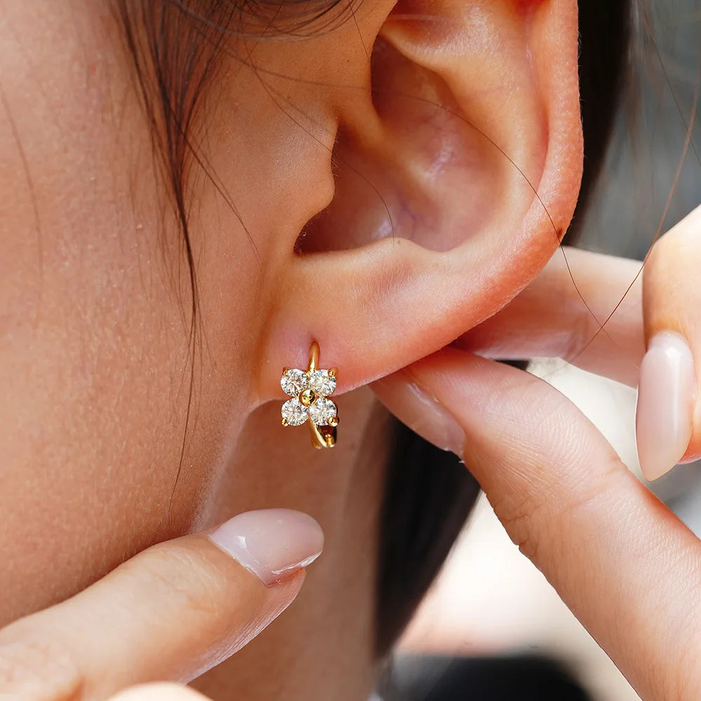 100% Real 18K Gold Stud Earrings Luxury Classic Design 1CT D Color VVS1 Moissanite Diamond Earrings with GRA Certificate