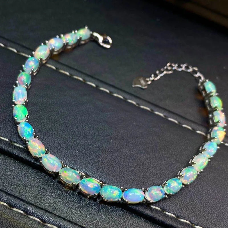 925 Sterling Silver Opal Bracelet – Platinum / Gold / Rose Gold | Elegant Luxury Bracelet for Women – Lumina Jewelry
