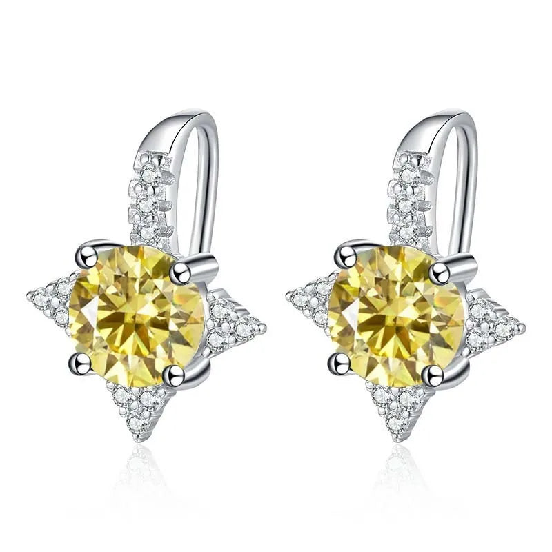 Luxury VVS1 D Color Moissanite Stud Earrings 925 Silver With GRA Certificate עגילי מוסנייט יוקרתיים VVS1 צבע D כסף 925 כולל תעודת GRA
