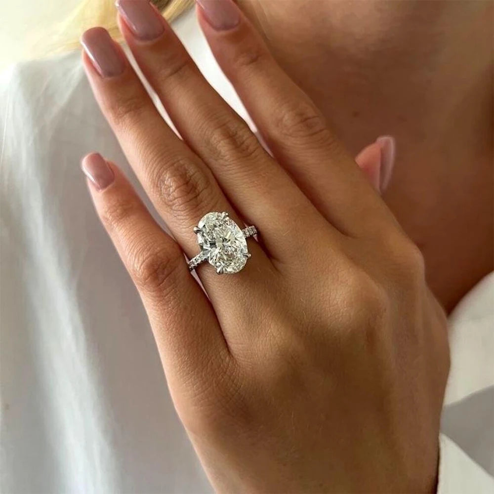 LUMINA™ Moissanite Engagement Ring – 925 Sterling Silver, Oval Cut