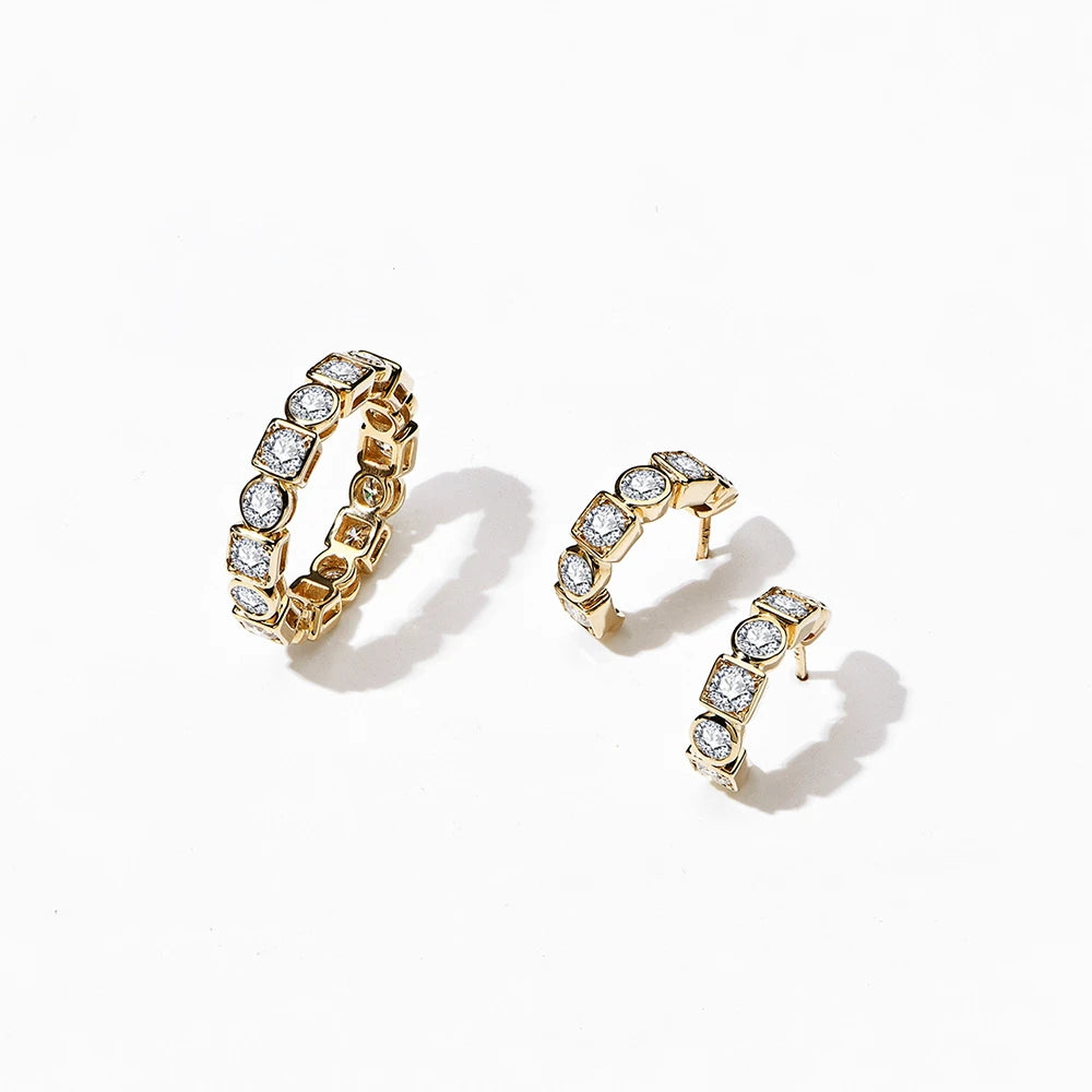 Luxury Moissanite Jewelry Set 925 Sterling Silver – Ring & Earrings Elegant Sparkling Design