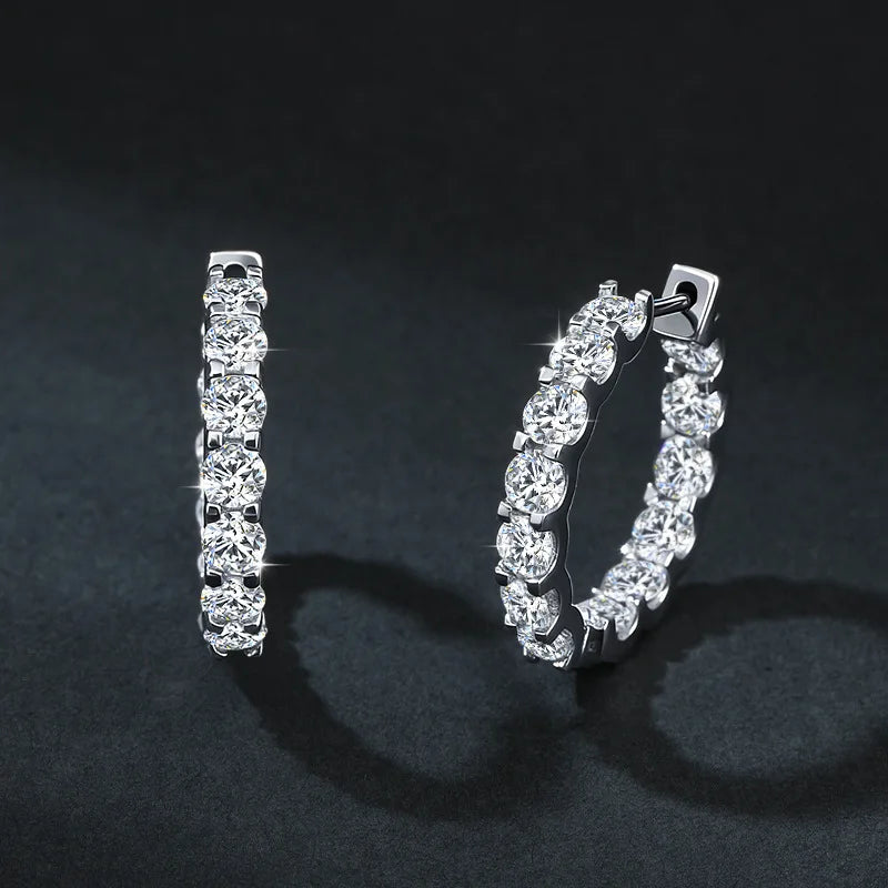 Moissanite Hoop Earrings – 925 Sterling Silver | Elegant Diamond-Like Shine