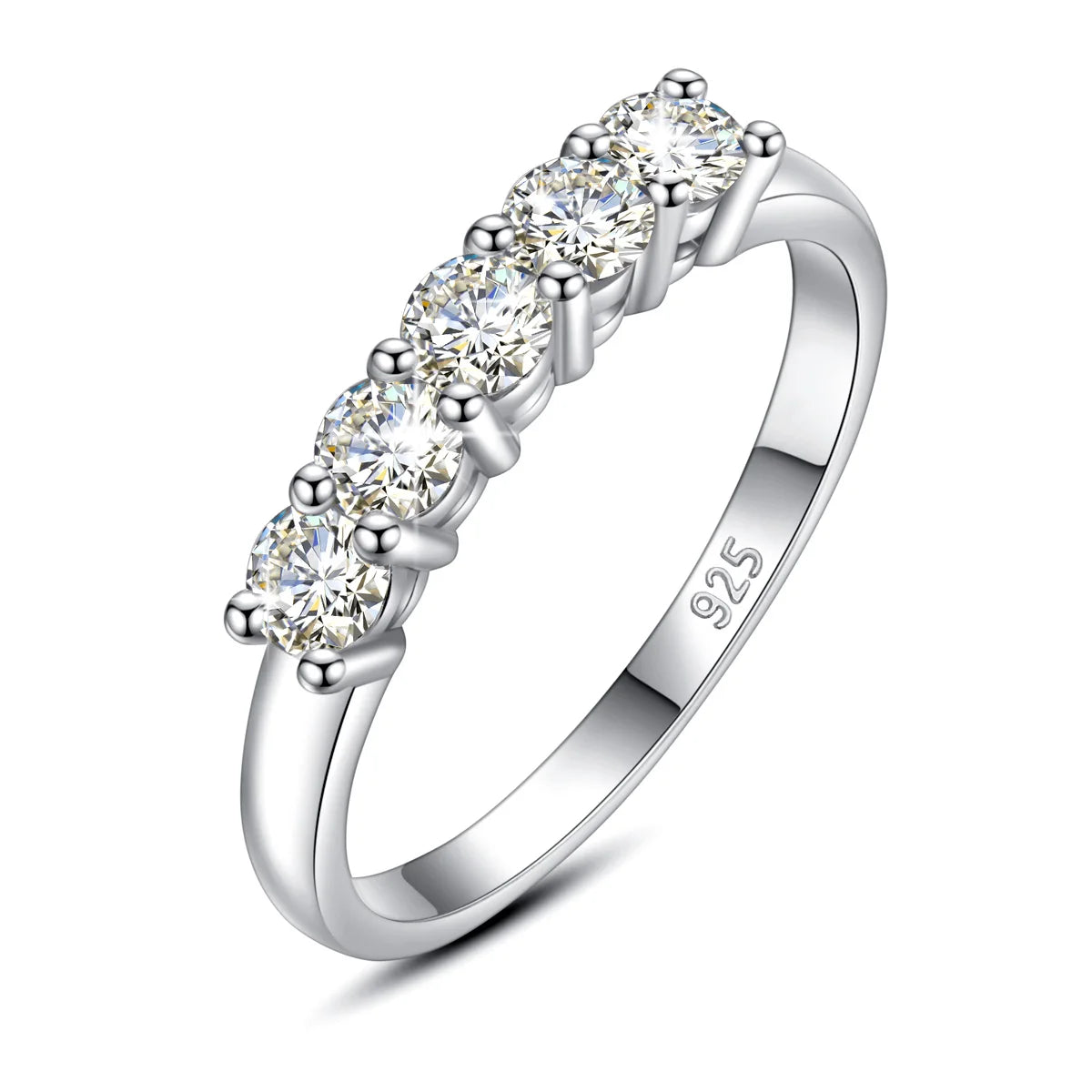 LUMINA™ 5-Stone Moissanite Ring – 925 Sterling Silver with Rose Gold Plating | D VVS1 Luxury