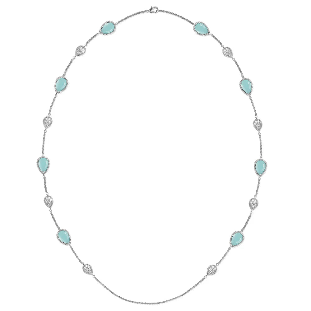 LUMINA™ Blue-Green Chalcedony Jewelry Set – 925 Sterling Silver Necklace, Bracelet & Earrings