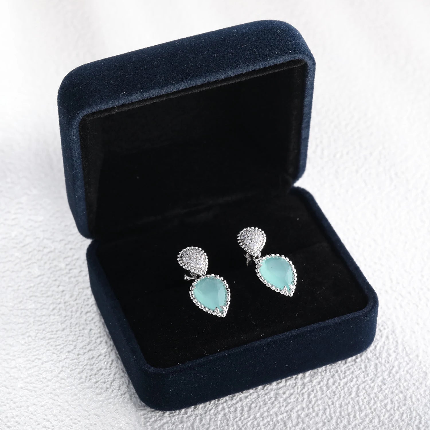 LUMINA™ Blue-Green Chalcedony Jewelry Set – 925 Sterling Silver Necklace, Bracelet & Earrings