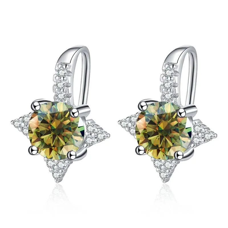 Luxury VVS1 D Color Moissanite Stud Earrings 925 Silver With GRA Certificate עגילי מוסנייט יוקרתיים VVS1 צבע D כסף 925 כולל תעודת GRA