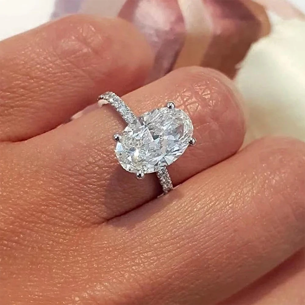 LUMINA™ Moissanite Engagement Ring – 925 Sterling Silver, Oval Cut