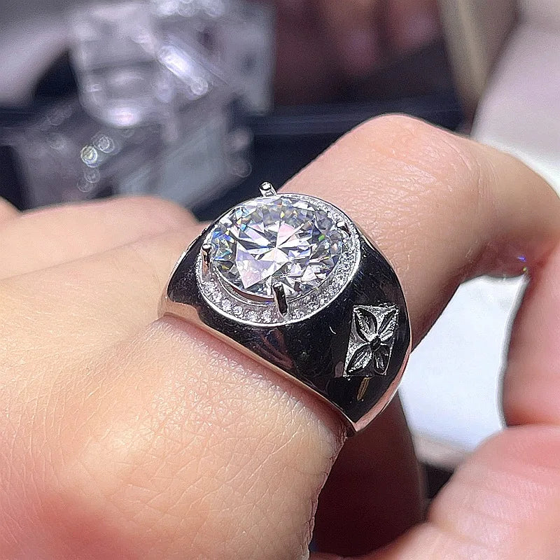 Luxury 5CT Moissanite Men Ring 925 Silver טבעת גברים יוקרתית מוסנייט 5 קראט כסף 925