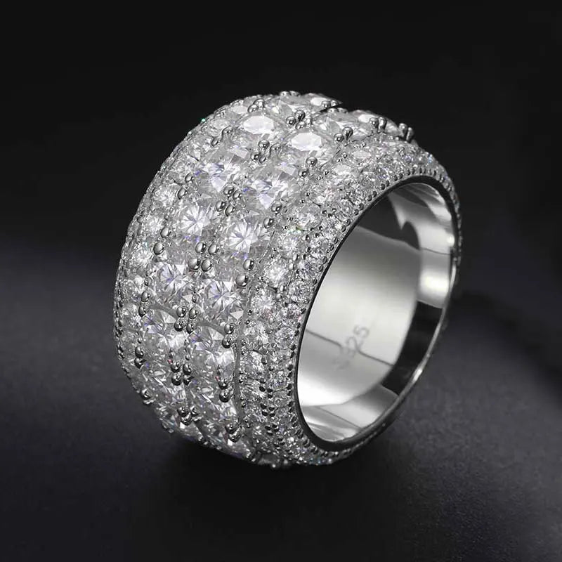 LUMINA Iced Out Moissanite Ring for Men – 925 Sterling Silver