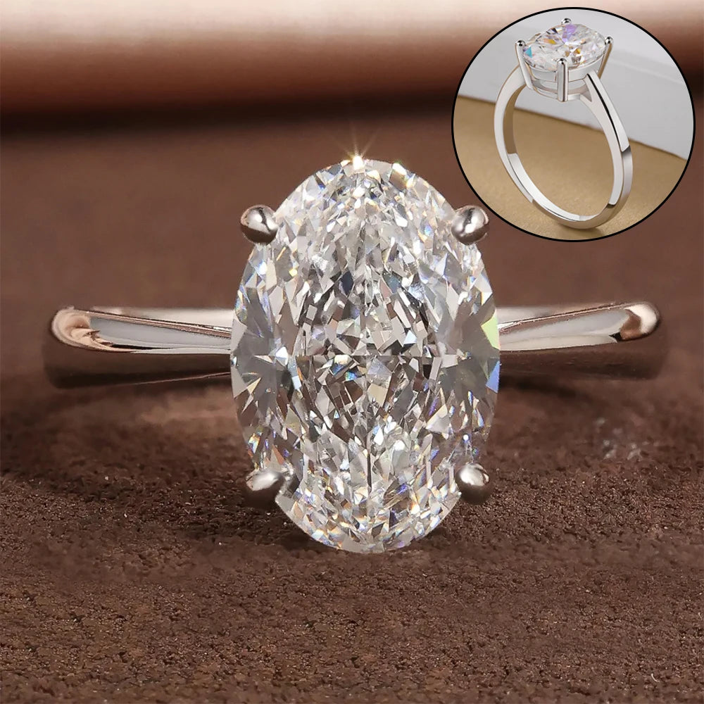 LUMINA™ Moissanite Engagement Ring – 925 Sterling Silver, Oval Cut