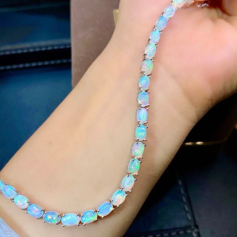 925 Sterling Silver Opal Bracelet – Platinum / Gold / Rose Gold | Elegant Luxury Bracelet for Women – Lumina Jewelry