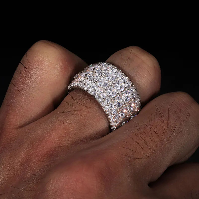 LUMINA Iced Out Moissanite Ring for Men – 925 Sterling Silver