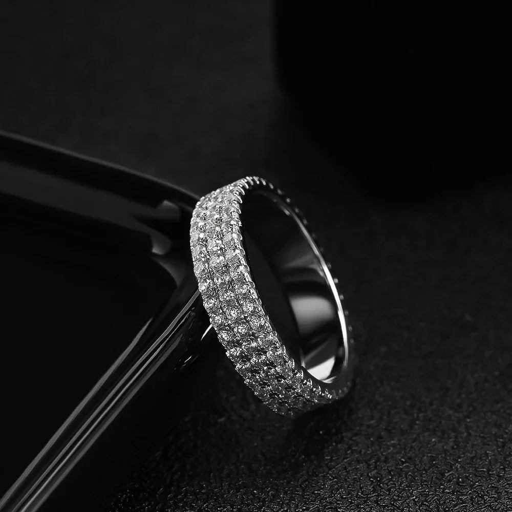Lumina D Color Moissanite 1.5mm Row Ring – 925 Sterling Silver Luxury