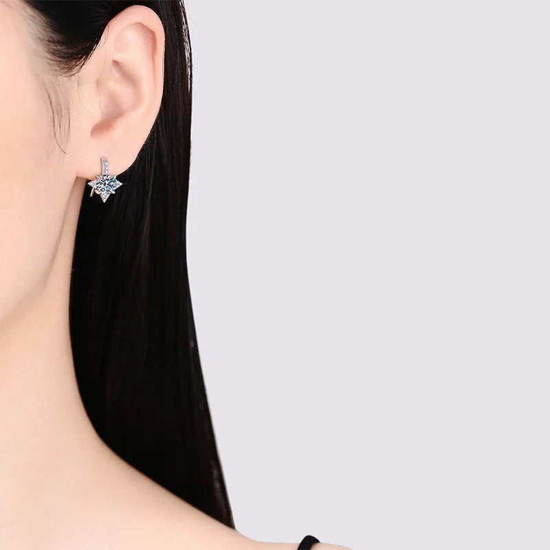 Luxury VVS1 D Color Moissanite Stud Earrings 925 Silver With GRA Certificate עגילי מוסנייט יוקרתיים VVS1 צבע D כסף 925 כולל תעודת GRA