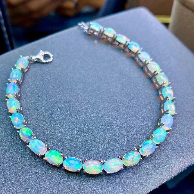 925 Sterling Silver Opal Bracelet – Platinum / Gold / Rose Gold | Elegant Luxury Bracelet for Women – Lumina Jewelry