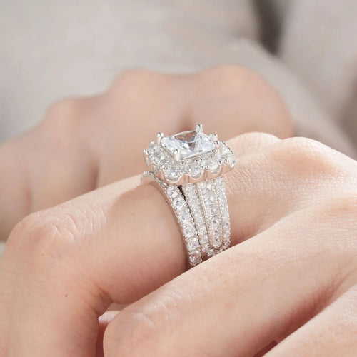 LUMINA 925 Sterling Silver Moissanite Ring Set – GRA Certified D VVS1 | Luxury Wedding Ring