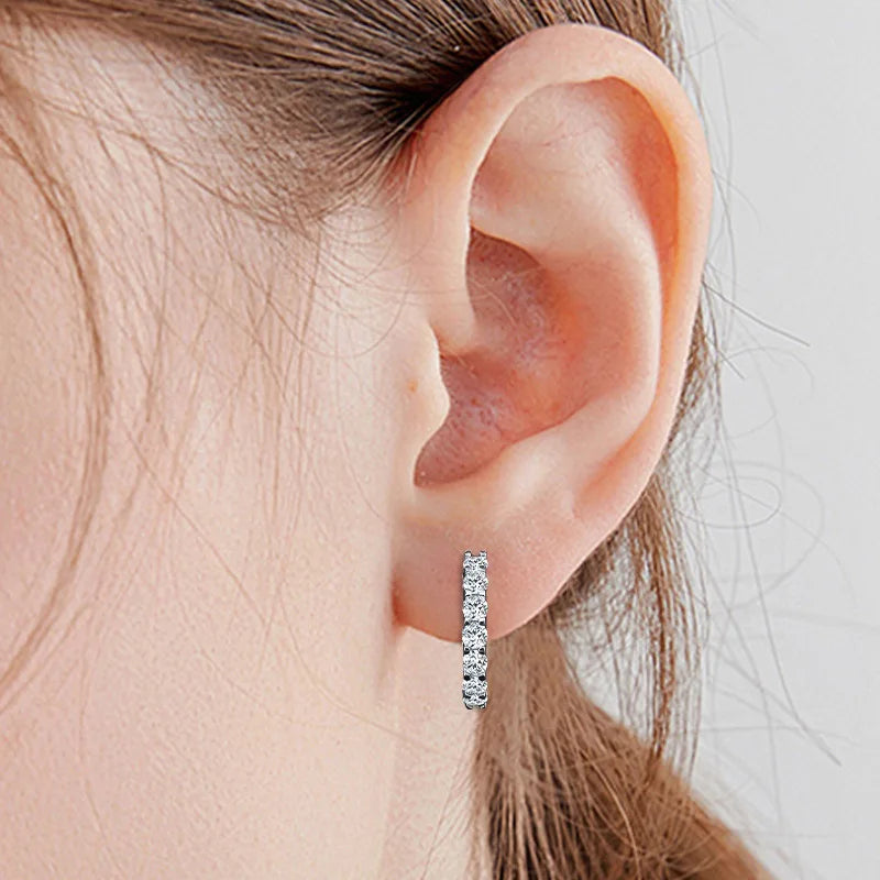 Moissanite Hoop Earrings – 925 Sterling Silver | Elegant Diamond-Like Shine