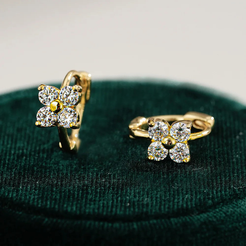 100% Real 18K Gold Stud Earrings Luxury Classic Design 1CT D Color VVS1 Moissanite Diamond Earrings with GRA Certificate