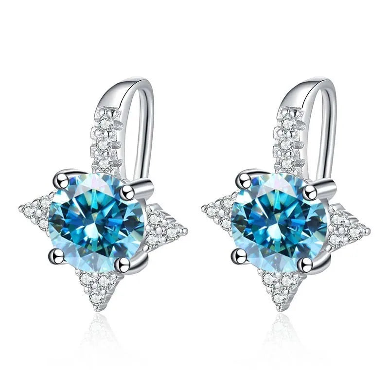 Luxury VVS1 D Color Moissanite Stud Earrings 925 Silver With GRA Certificate עגילי מוסנייט יוקרתיים VVS1 צבע D כסף 925 כולל תעודת GRA