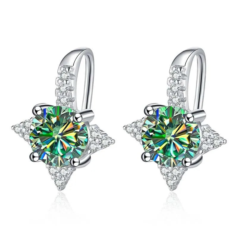 Luxury VVS1 D Color Moissanite Stud Earrings 925 Silver With GRA Certificate עגילי מוסנייט יוקרתיים VVS1 צבע D כסף 925 כולל תעודת GRA