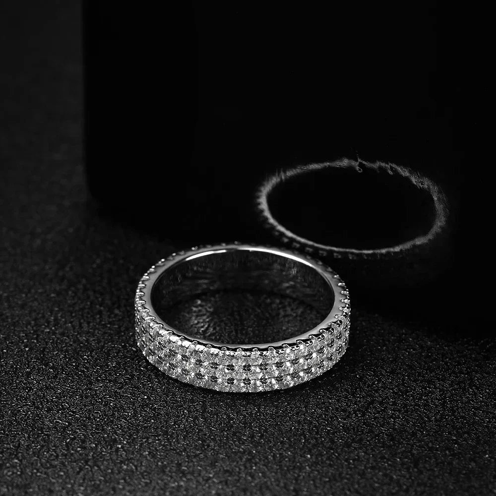 Lumina D Color Moissanite 1.5mm Row Ring – 925 Sterling Silver Luxury