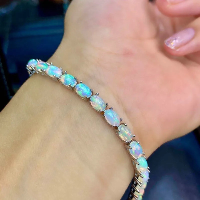 925 Sterling Silver Opal Bracelet – Platinum / Gold / Rose Gold | Elegant Luxury Bracelet for Women – Lumina Jewelry