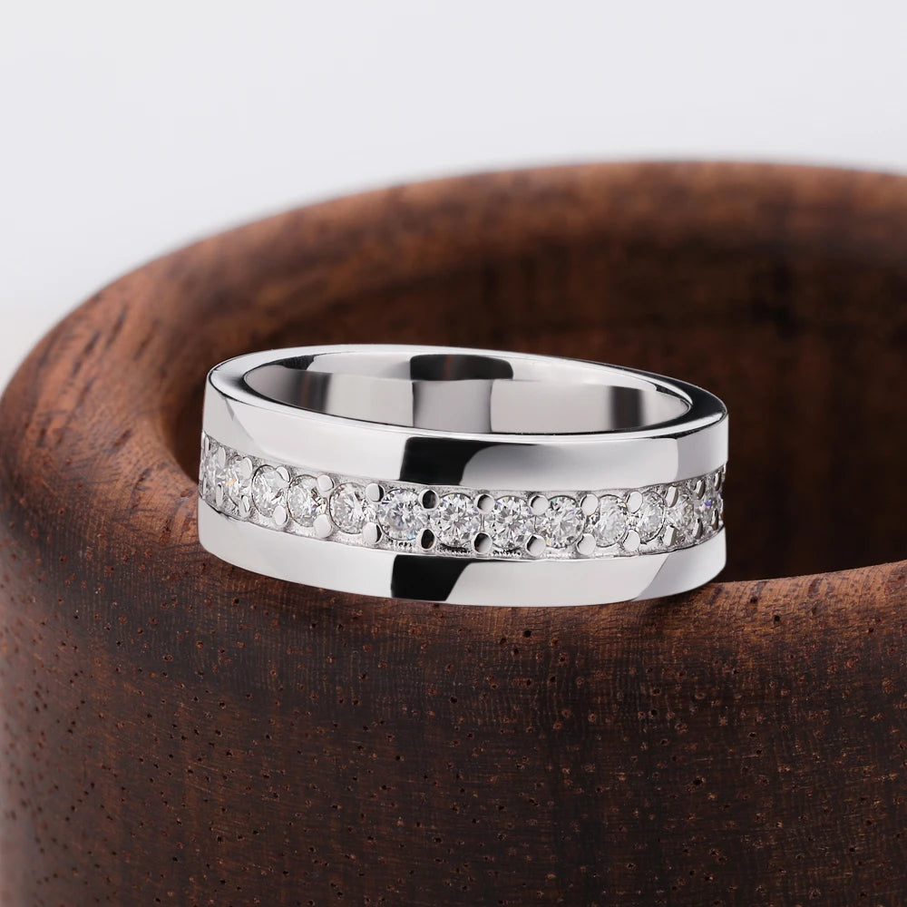 Luxury Moissanite Ring 925 Sterling Silver – Brilliant Diamond Shine | Elegant Eternity Ring for Men & Women