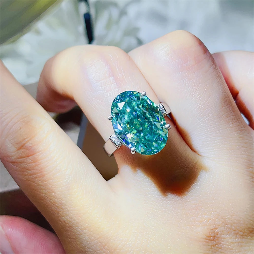 Lumina Green Moissanite Ring 10ct | 925 Sterling Silver Luxury Women’s Ring