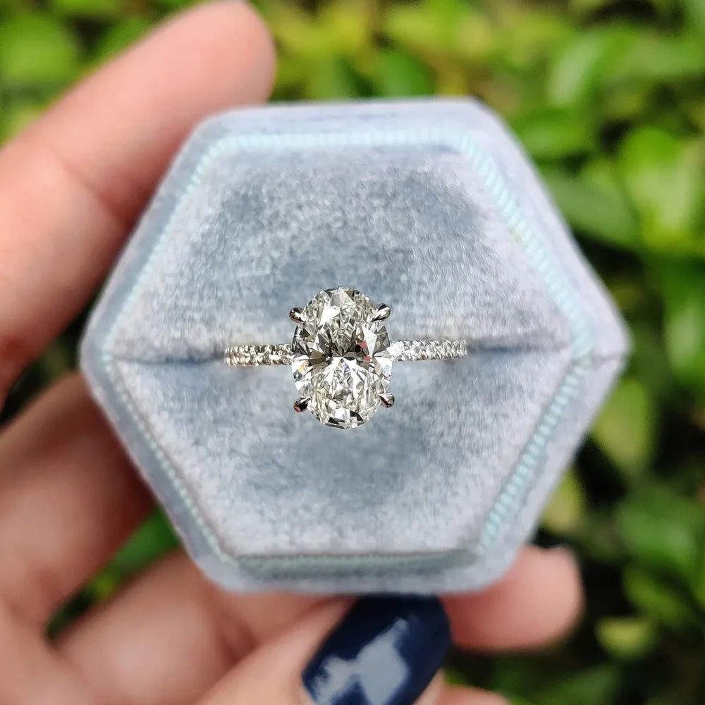 LUMINA™ Moissanite Engagement Ring – 925 Sterling Silver, Oval Cut