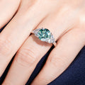 LUMINA Moissanite Ring 3CT – Blue Green Engagement Ring | 925 Silver
