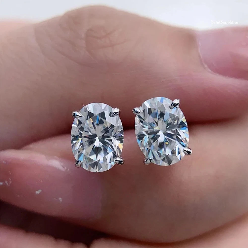 Brilliant Moissanite Stud Earrings – Pure 925 Silver, D Color VVS1 Sparkle