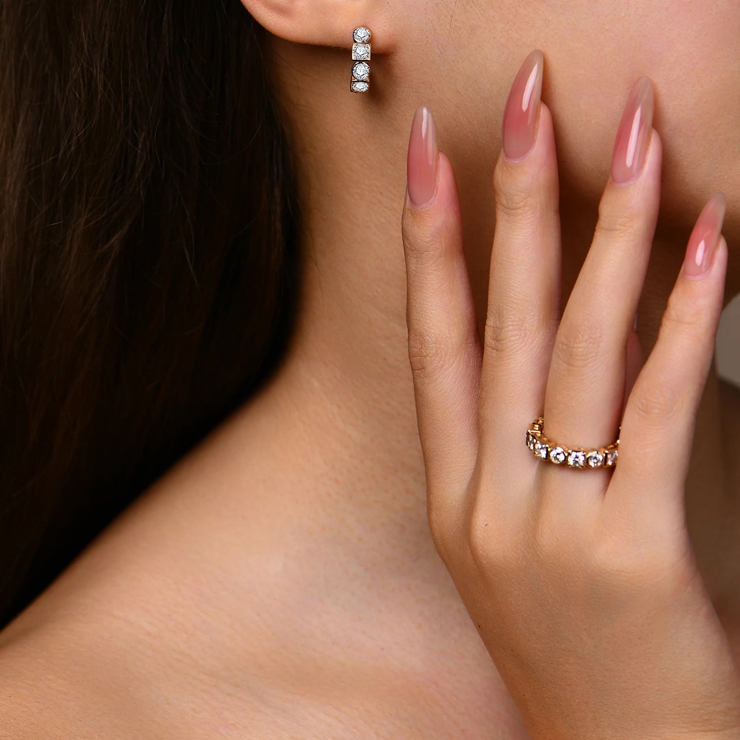 Luxury Moissanite Jewelry Set 925 Sterling Silver – Ring & Earrings Elegant Sparkling Design