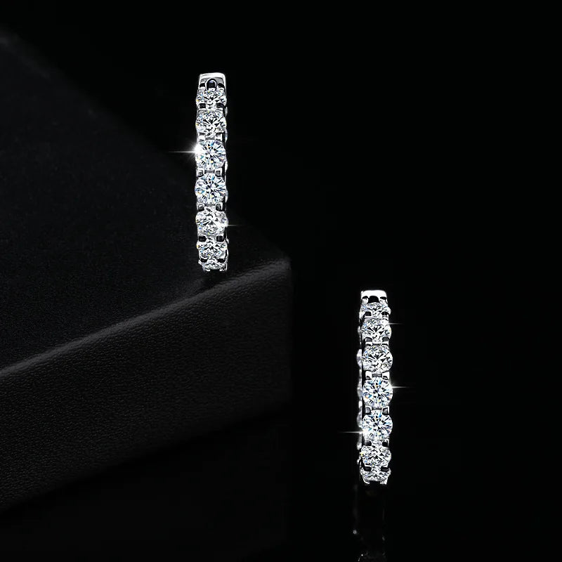 Moissanite Hoop Earrings – 925 Sterling Silver | Elegant Diamond-Like Shine
