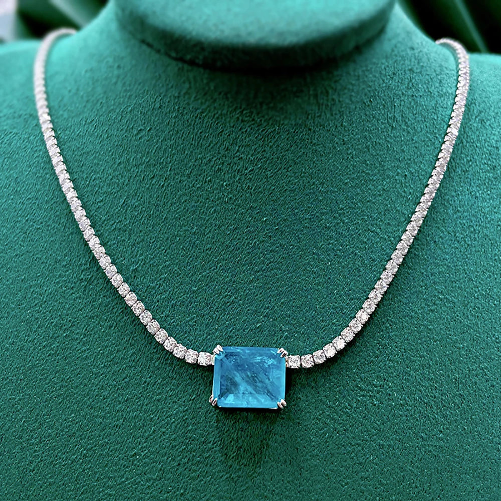 Moissanite & Emerald Necklace 925 Silver – 45cm | Lumina